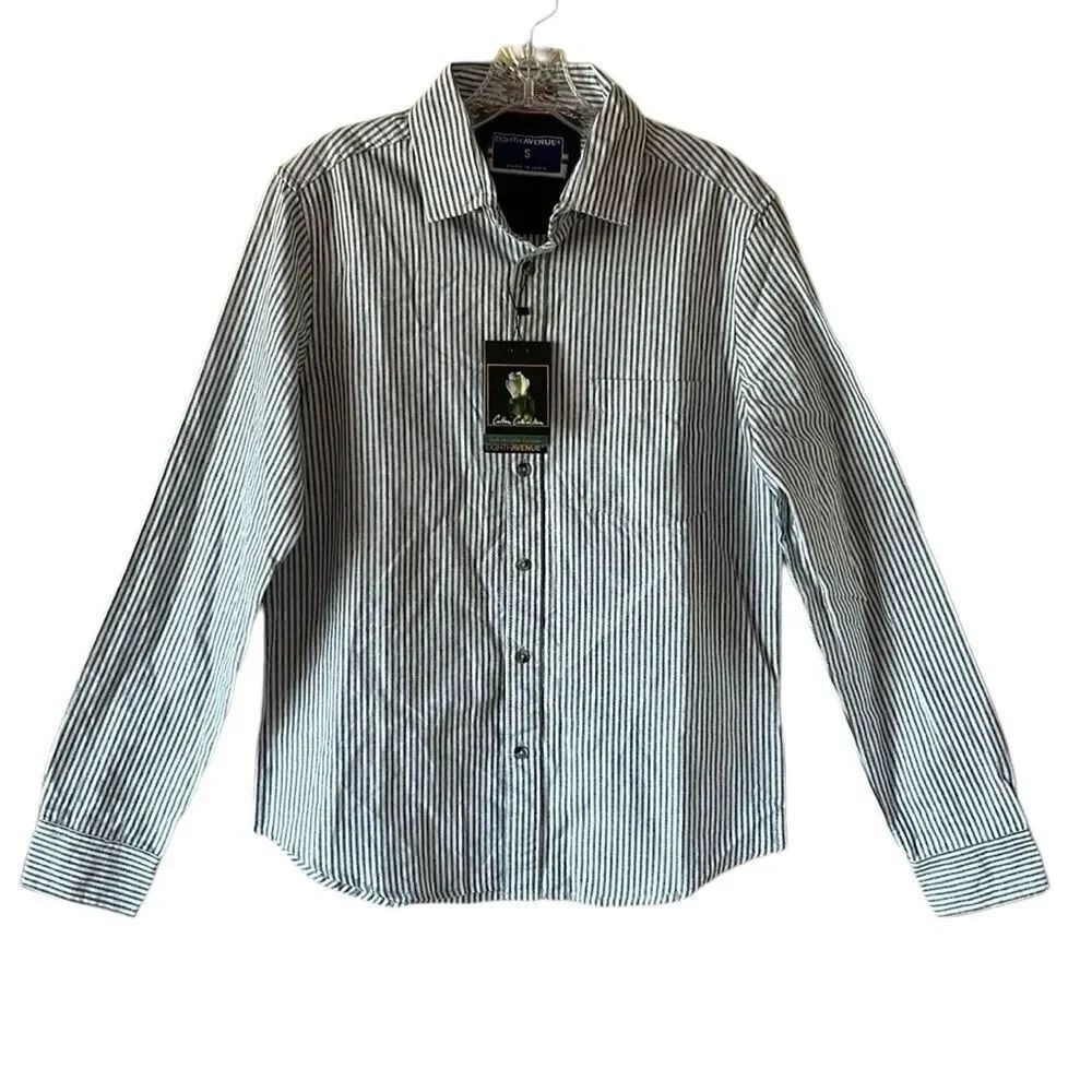 NEW Eighth Avenue Mens Black And White Oxford Shirt